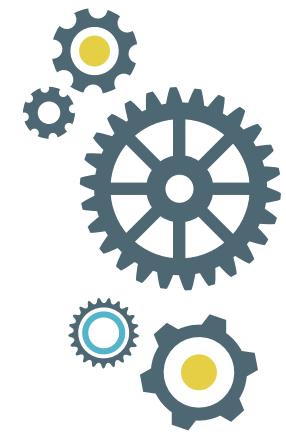 Multiple gears graphic on the about page
